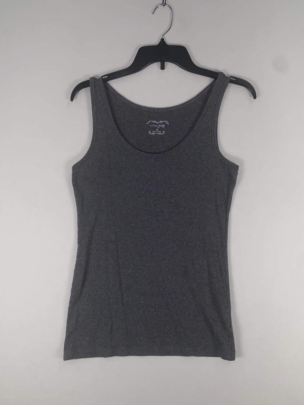 Maison Jules Tank Top Womens Medium Gray Solid Scoop Neck Sleeveless Stretch